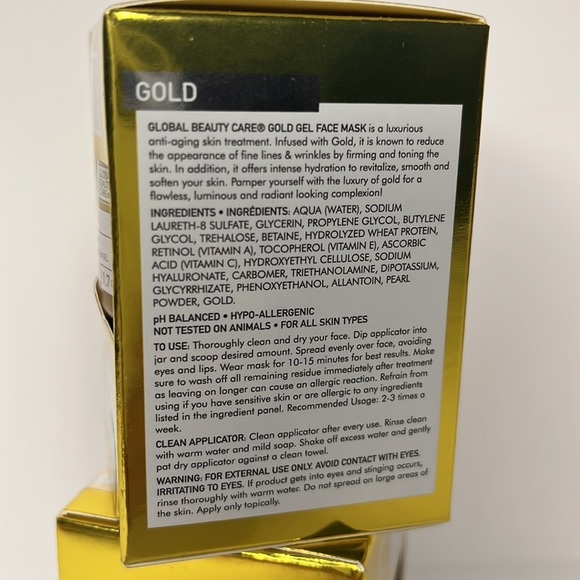 Global Beauty Care Gold Gel Face Mask w/Applicator 15 Minute Facial Therapy 2 Pk - Picture 4 of 5